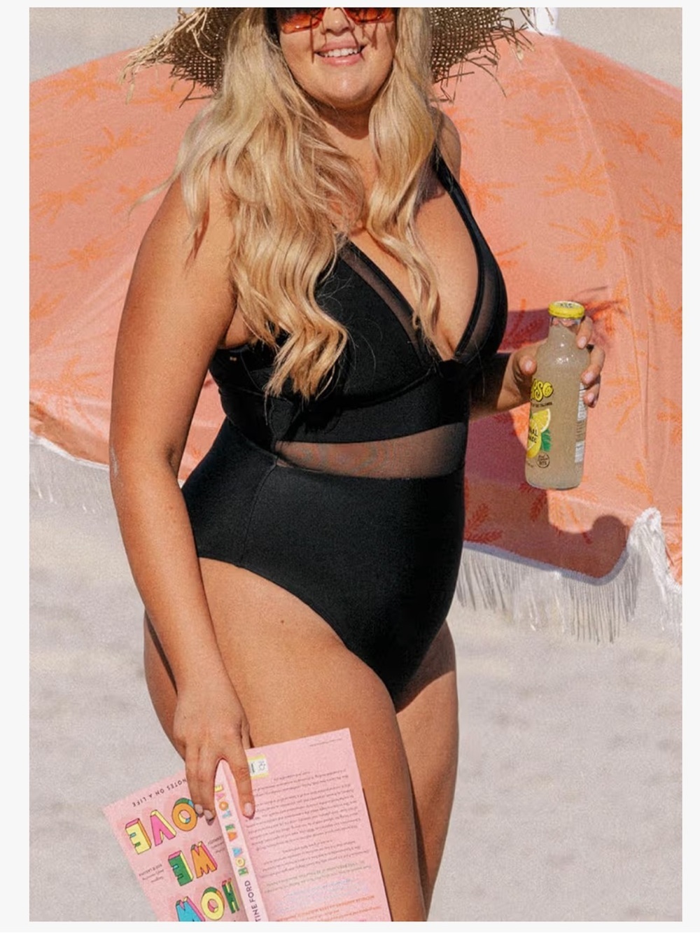 CUPSHE  One Piece Swimsuit V Neck Mesh Sheer Tummy Control .
Size 1X